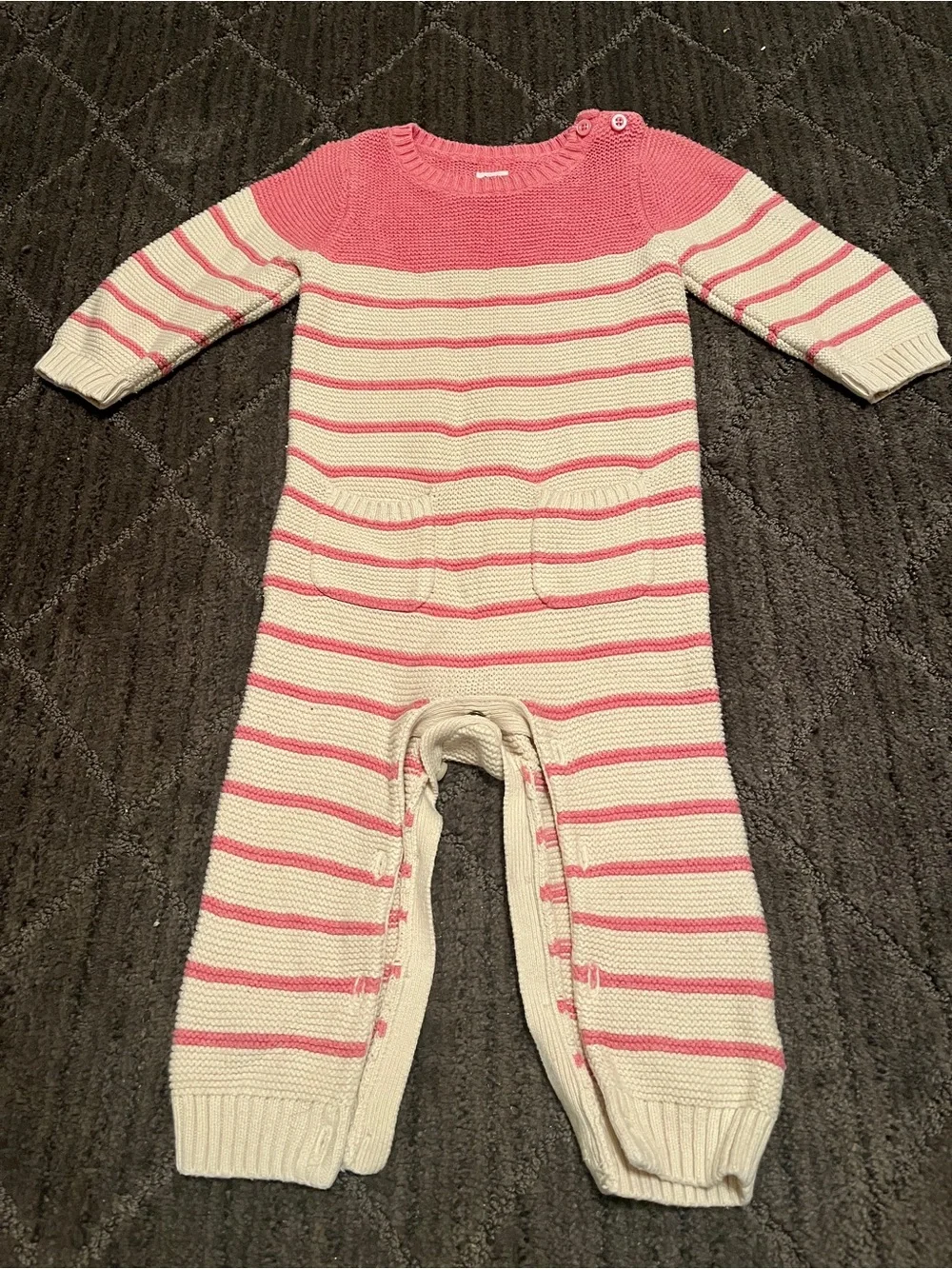 Baby Gap Girls Pink and Cream Striped Sweater Knit One-Piece Size 6-12M